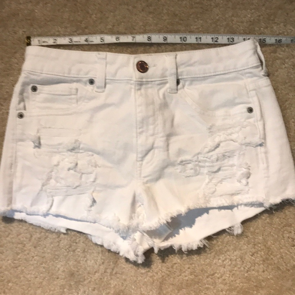 American Eagle white denim shorts